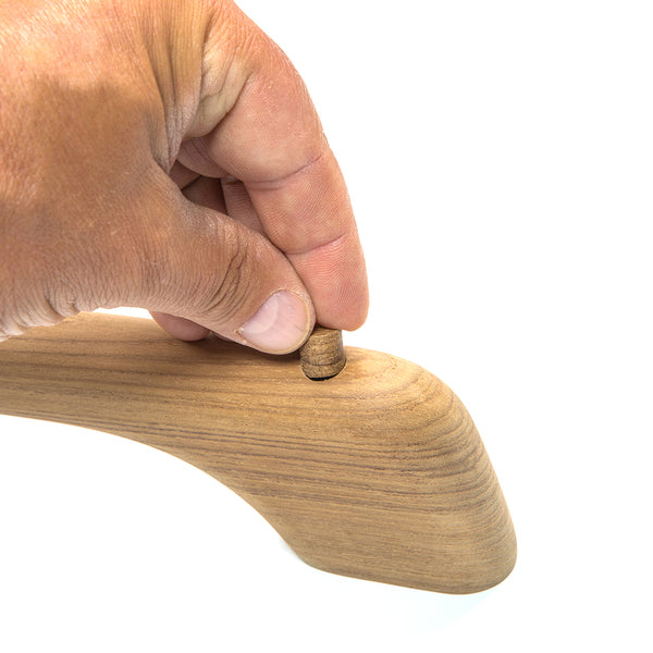 A wooden handle on a Whitecap Teak Long Towel Bar - 23" background.