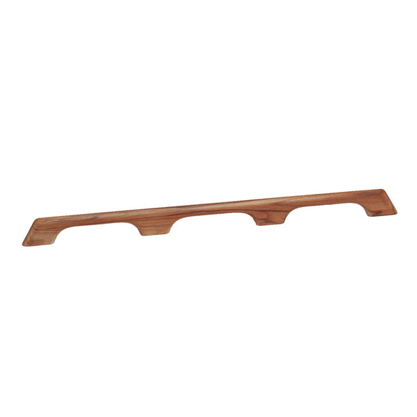 A Whitecap Teak Handrail - 3 Loops - 33"L on a white background.