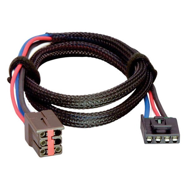 A black and red Tekonsha Brake Control Wiring Adapter - 2 Plug - fits Ford, Lincoln, Land Rover for a car.