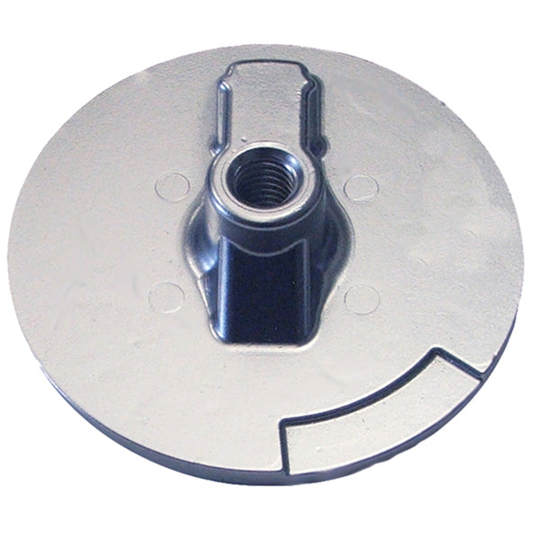 An Tecnoseal Trim Plate Anode - Aluminum Flat Mercury Alpha f/Engines with a Nut on it.