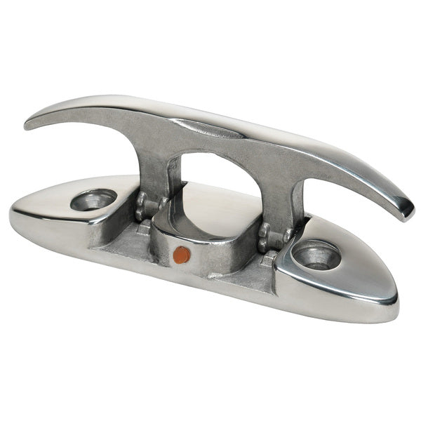 A Whitecap 6" Folding Cleat - Stainless Steel on a white background.
