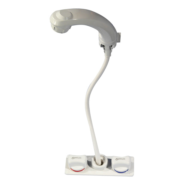 A Whale Elegance Combination Pull Out Mixer Faucet/Shower with a red light attached to it.