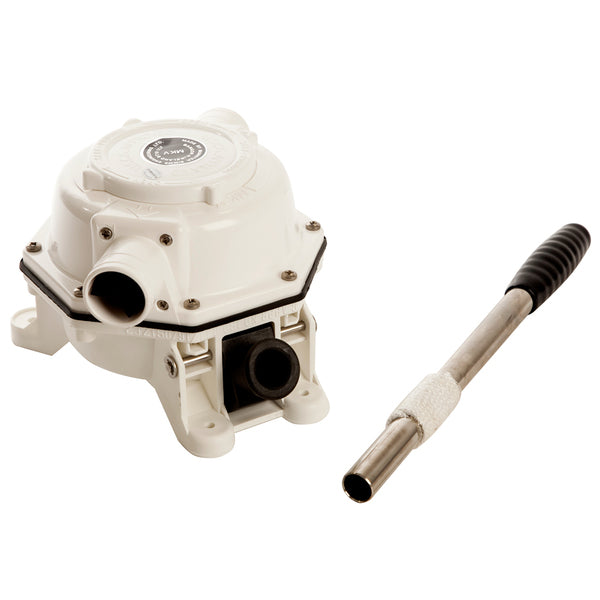 A Whale MK5 Manual Black Waste Sanitation Pump on a white background.