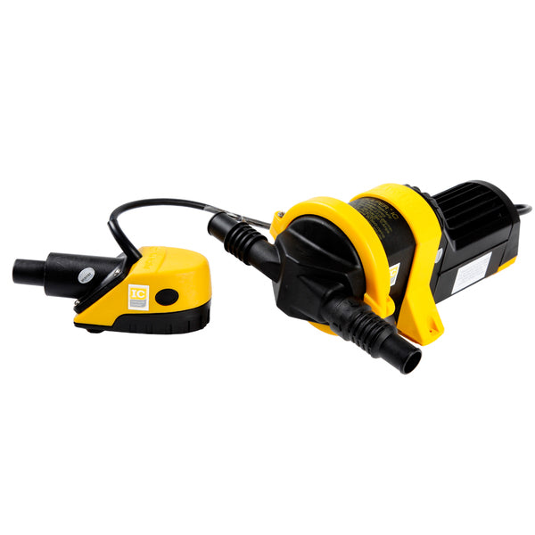 A yellow and black Whale IC Retail Kit 24V Gulper IC Pump & Strainer IC on a white background.