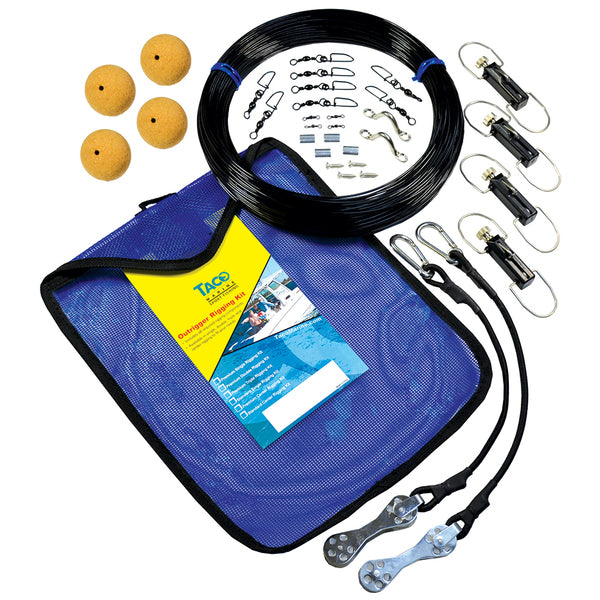 A TACO Premium Mono Double Rigging Kit with a bag, hooks and balls.