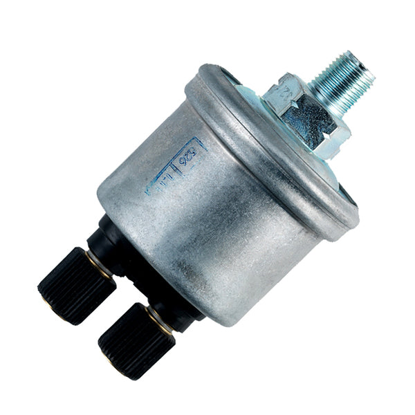 A VDO Pressure Sender 80 PSI Floating Ground - 1/8-27 NPT on a white background.