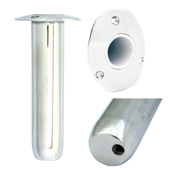 A Tigress Oval Head Closed Base Rod Holder - 15° - 9" with a pipe with a hole in it.