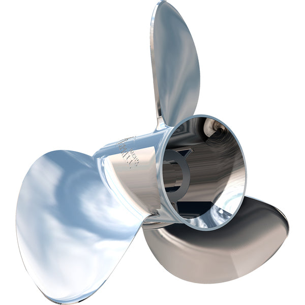 A Turning Point Express Mach3 - Right Hand - Stainless Steel Propeller - EX3-1011 - 3-Blade - 10.5" x 11 Pitch on a white background.
