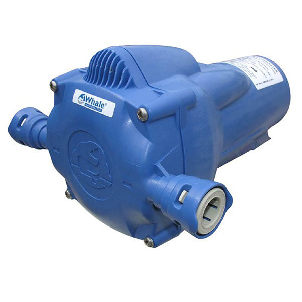 A compact Whale FW0814 WaterMaster Automatic Pressure Pump - 8L - 30PSI - 12V on a white background.