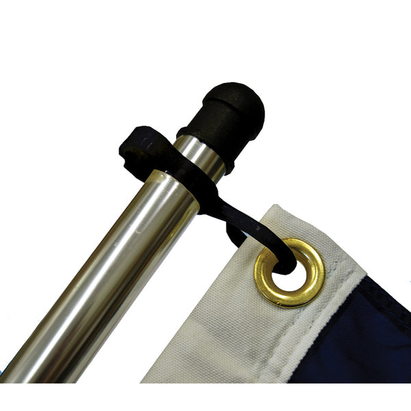 A flag pole with a Taylor Made Charlevoix Flag Clip - One-Piece Fits 3/4" Pole attached to it.