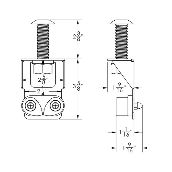 A TACO Outrigger Line Tensioner with a screw on it.