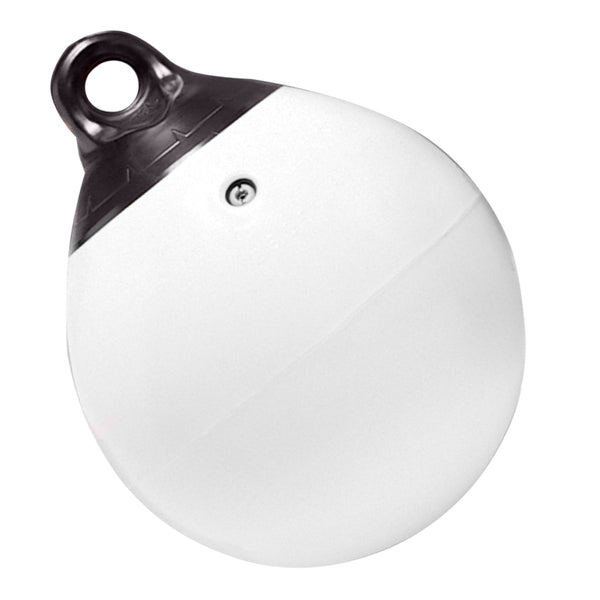 A Taylor Made 12" Tuff End Inflatable Vinyl Buoy with a black handle.