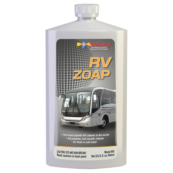 A bottle of Sudbury RV Zoap - 32oz, a biodegradable all-purpose cleaner, on a white background.