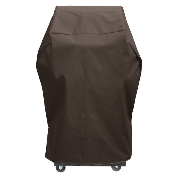 A True Guard 34&rdquo; 2 Burner 600 Denier Rip Stop grill cover on wheels.