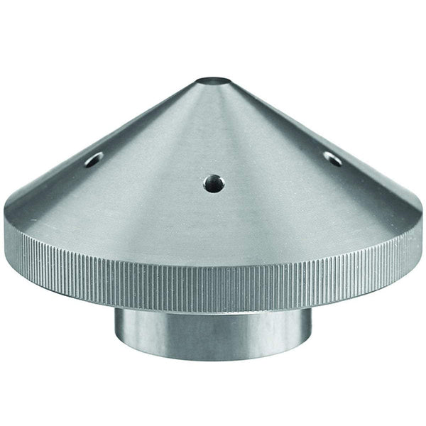 A metal cone with holes on it, specifically designed for use with a T-H Marine G-Force ELIMINATOR Trolling Motor Clear/Silver Prop Nut f/Minn Kota 80-101-112 Trolling Motor.