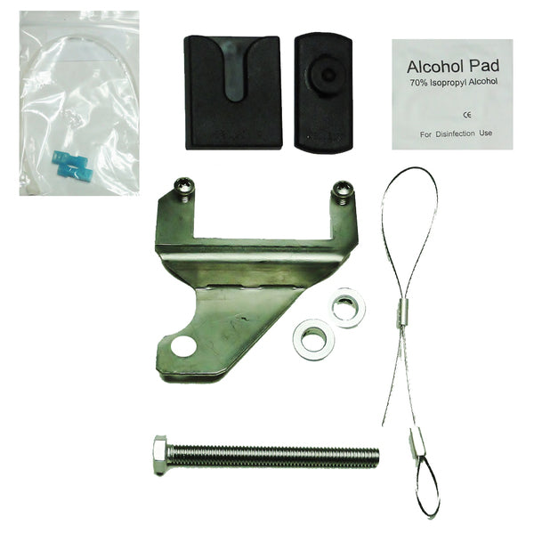 A TROLLMaster Mercury 15 &amp; 20 Tiller Only (2008-Present) kit, consisting of metal parts and accessories for a motorcycle.