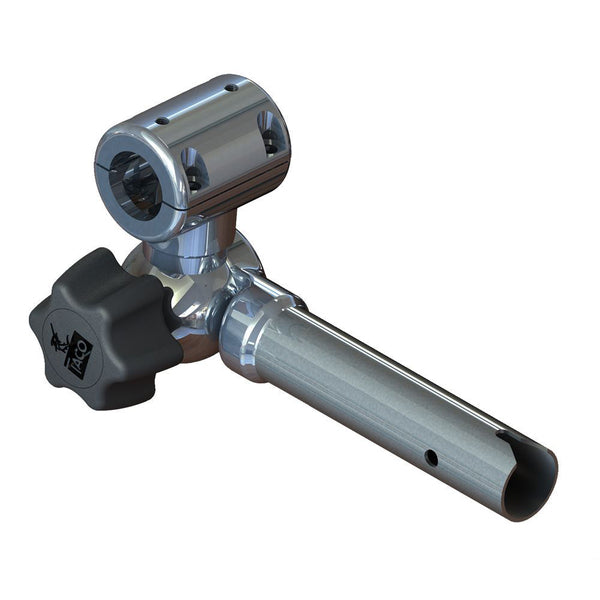 A TACO ShadeFin Adjustable Clamp-On Pipe Mount with a stainless steel handle for sun protection.