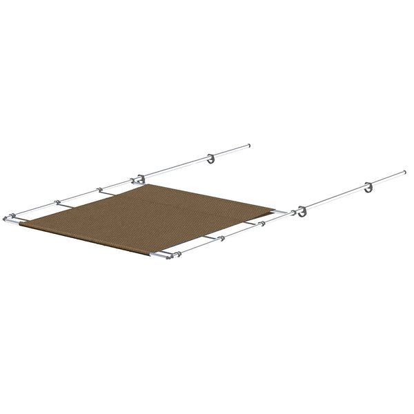 A brown SureShade PTX Power Shade - 69" Wide - Stainless Steel - Toast on a white background with a power-driven shade system.