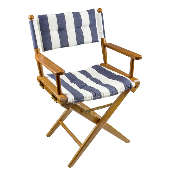 A Whitecap Director's Chair with Navy & White Cushion - Teak.