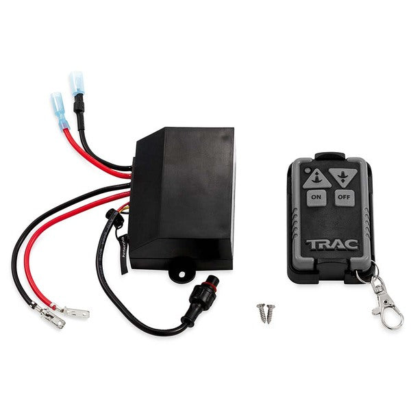 A TRAC Outdoors Wireless Remote F/G3 Anchor Winch for a motorcycle with wires and a key.
