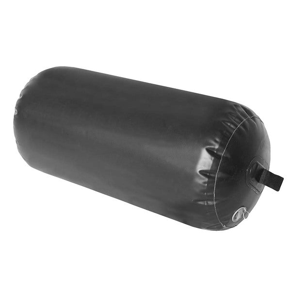 A Taylor Made Super Duty Inflatable Yacht Fender - 18" x 42" - Black on a white background.