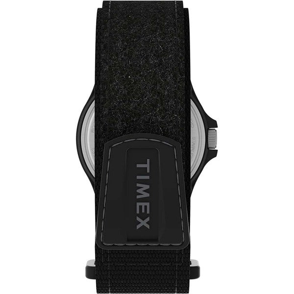 An Timex expedition acadia watch with a brown strap on a white background.
