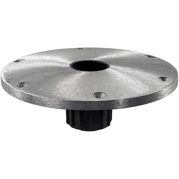 A Springfield Spring-Lock 9" Round Base Satin with a hole in the middle.