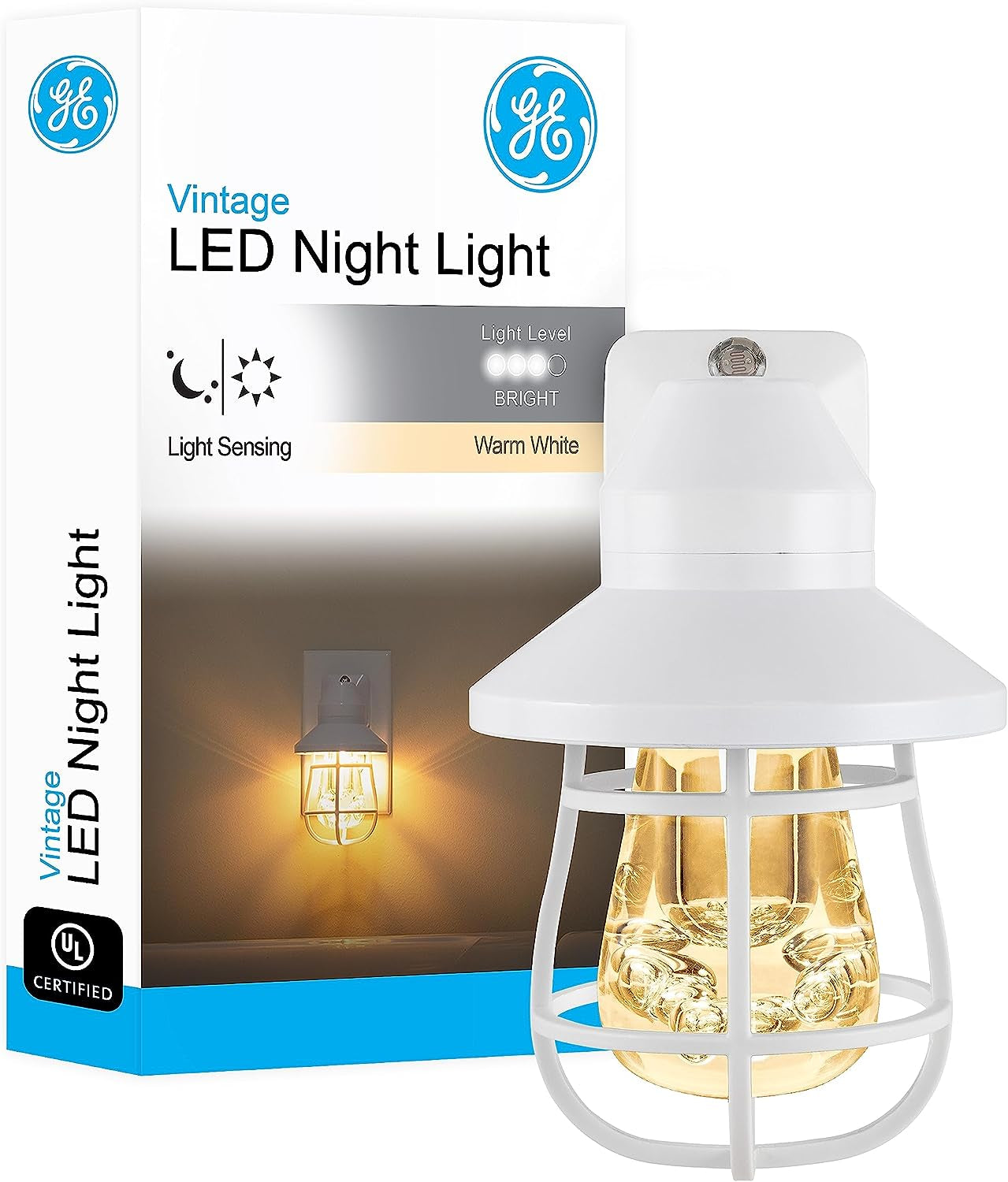GE Coverlite LED Night Light, Decorative, Plug-In, Smart Dusk-To-Dawn Sensor, Home Décor, Ideal for Bedroom, Bathroom, Kitchen, Hallway, 2 Pack, 46815, Brushed Nickel | Moroccan