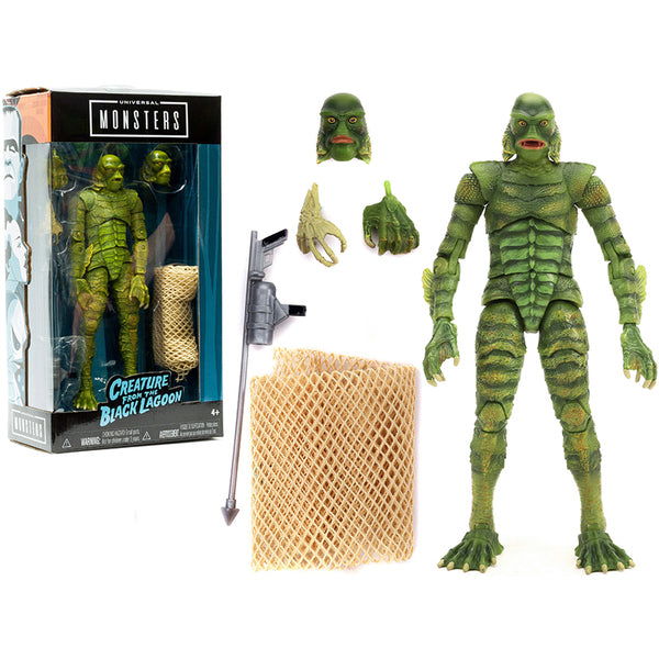 The Creature from the Black Lagoon 6.75" Moveable Figurine with Spear Gun and Fishing Net and Alternate Head and Hands "Universal Monsters" Series by Jada.