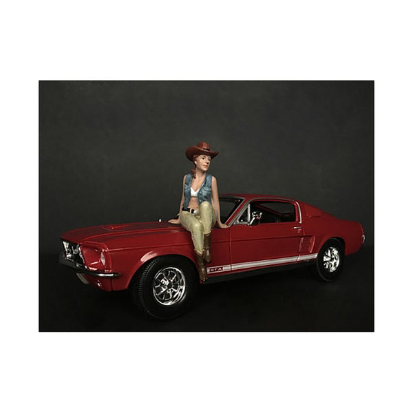 A model of a woman sitting on The Western Style Figurine VI for 1/24 Scale Models by American Diorama.