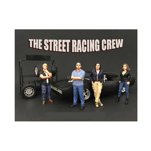 The Street Racing Crew 4 Piece Figure Set For 1:18 Scale Models by American Diorama.