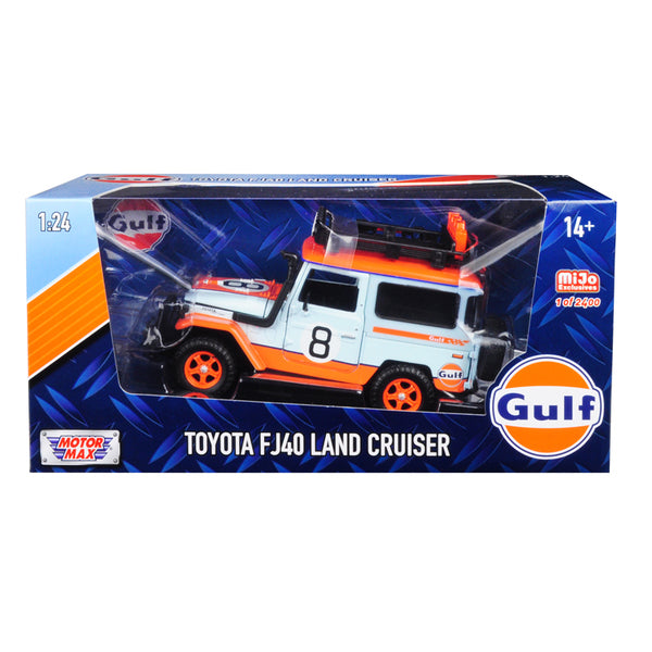 Gulf Toyota FJ40 Land Cruiser #8 "Gulf Oil" White Limited Edition to 2400 pieces Worldwide 1/24 Diecast Model Car by Motormax.