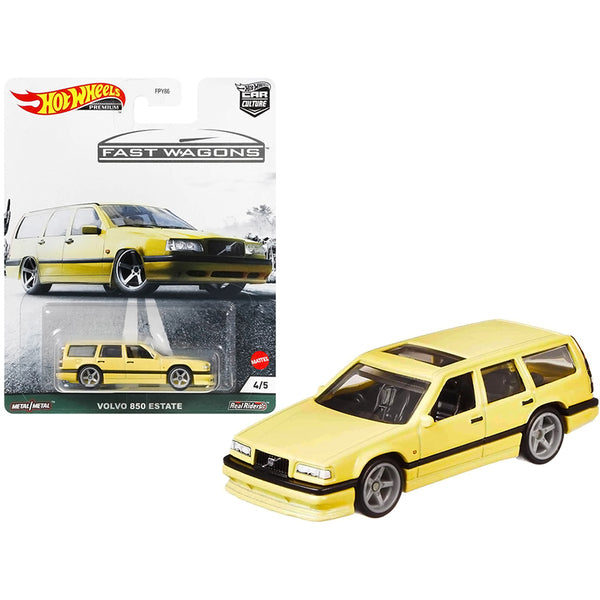 Hot Wheel Volvo 850 Estate RHD (Right Hand Drive) with Sunroof Light Yellow "Fast Wagons" Series Diecast Model Car.