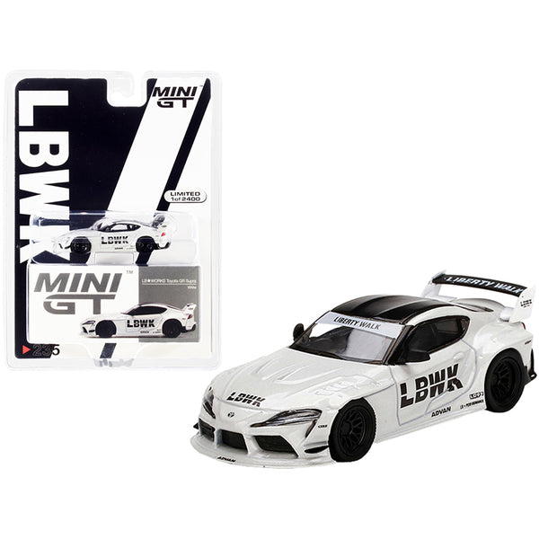Toyota GR Supra LB WORKS Off White Metallic with Black Top Limited Edition to 2400 pieces Worldwide 1/64 Diecast Model Car by True Scale Miniatures gt-r lbk city lbk city lbk city lbk city.