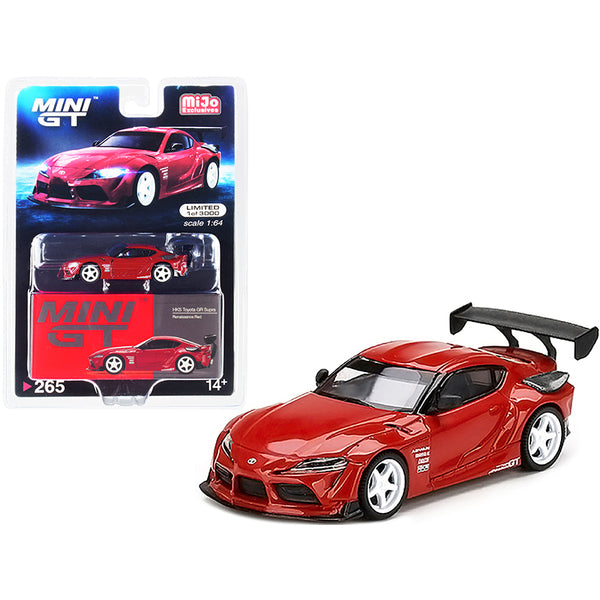 Toyota GR Supra "HKS" Renaissance Red with Carbon Accents and White Wheels Limited Edition to 3000 pieces Worldwide 1/64 Diecast Model Car by True Scale Miniatures gt-r gt-r gt-r gt-r.