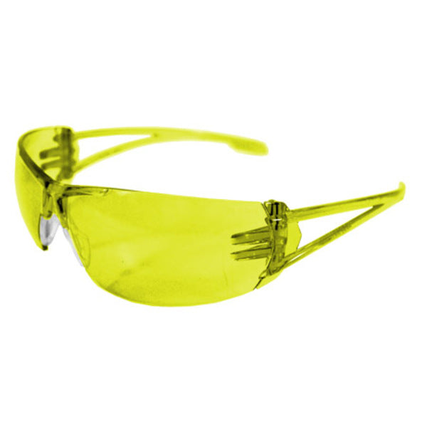 A pair of Varsity Safety Glasses - Yellow on a white background.