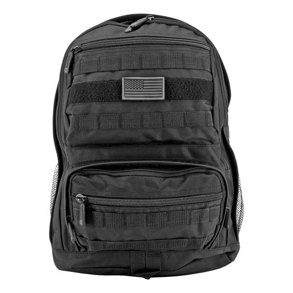 A Training Backpack - Black with an American flag on it.