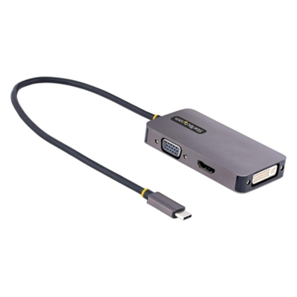 StarTech.com USB C Video Adapter, USB C to HDMI DVI VGA Adapter, 4K 60Hz, Aluminum, Video Display Adapter, USB Type C Travel Adapter.