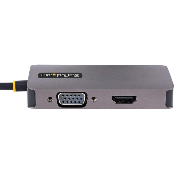 StarTech.com USB C Video Adapter, USB C to HDMI DVI VGA Adapter, 4K 60Hz, Aluminum, Video Display Adapter, USB Type C Travel Adapter.