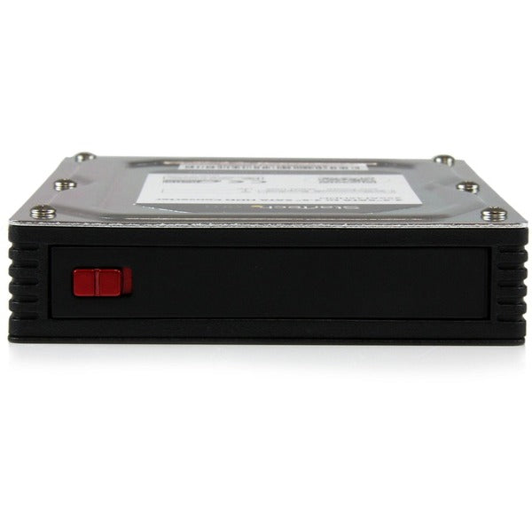 A StarTech.com 2.5" to 3.5" SATA Aluminum Hard Drive Adapter Enclosure with SSD / HDD Height up to 12.5mm on a white background.