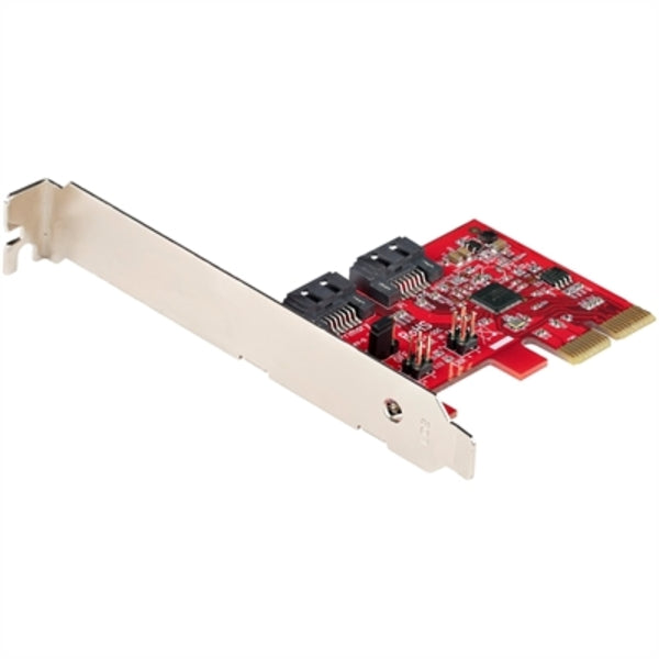 A StarTech.com SATA PCIe Card, 2 Port PCIe SATA Expansion Card, 6Gbps SATA, PCI Express to SATA Adapter, SATA RAID, PCIe to SATA Converter providing SATA III and RAID capabilities.