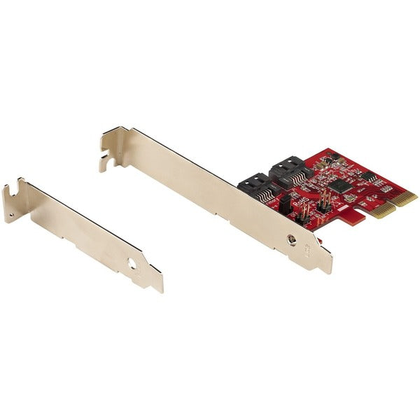 A StarTech.com SATA PCIe Card, 2 Port PCIe SATA Expansion Card, 6Gbps SATA, PCI Express to SATA Adapter, SATA RAID, PCIe to SATA Converter providing SATA III and RAID capabilities.