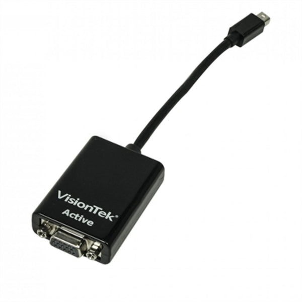A black VisionTek Mini DisplayPort to VGA Adapter (M/F).