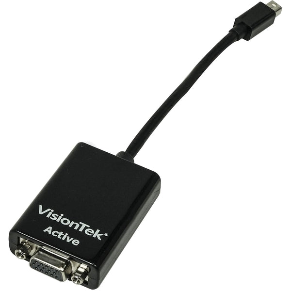 A black VisionTek Mini DisplayPort to VGA Adapter (M/F).