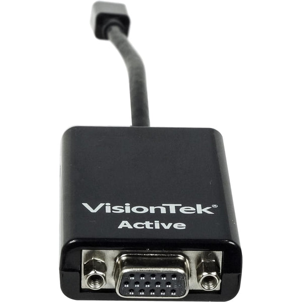 A black VisionTek Mini DisplayPort to VGA Adapter (M/F).