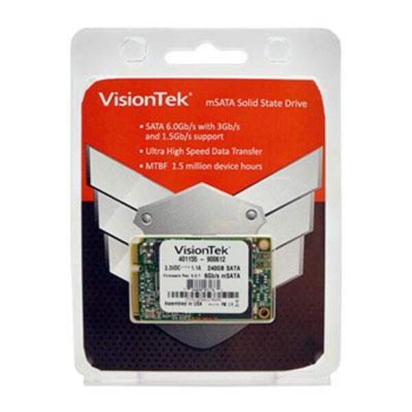 A VisionTek 240GB mSATA SATA III Internal SSD storage solution in a package.
