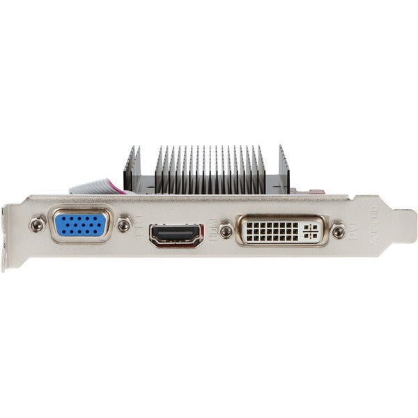 A VisionTek Radeon 5450 1GB DDR3 (DVI-I, HDMI, VGA) with a monitor attached to it.