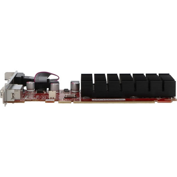 A VisionTek Radeon 5450 1GB DDR3 (DVI-I, HDMI, VGA) with a monitor attached to it.