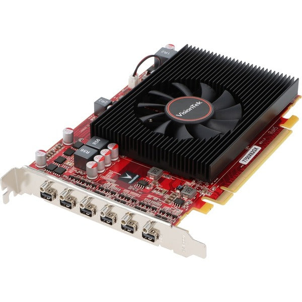 The VisionTek AMD Radeon HD 7750 Graphic Card - 2 GB GDDR5 is equipped with a fan for efficient cooling. With its PCI Express x16 interface and Mini DisplayPort connectivity, this graphics card delivers exceptional performance.