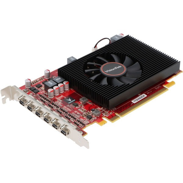 The VisionTek AMD Radeon HD 7750 Graphic Card - 2 GB GDDR5 is equipped with a fan for efficient cooling. With its PCI Express x16 interface and Mini DisplayPort connectivity, this graphics card delivers exceptional performance.
